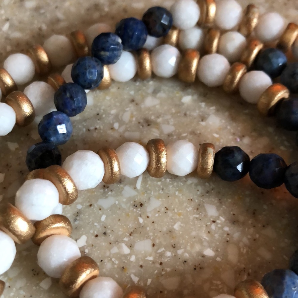 Lapis Necklace With Gold Dipped Shell - image 5